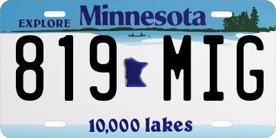 MN license plate 819MIG