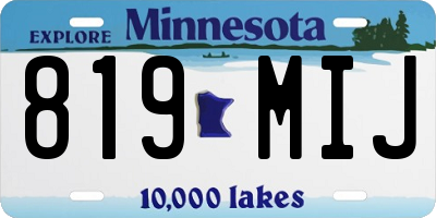 MN license plate 819MIJ