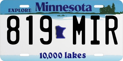 MN license plate 819MIR