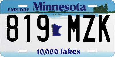 MN license plate 819MZK