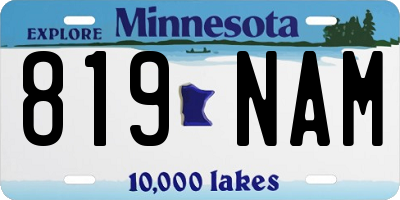 MN license plate 819NAM