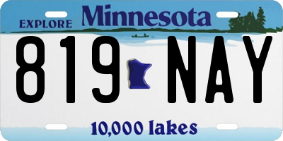 MN license plate 819NAY