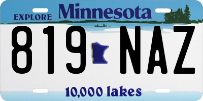 MN license plate 819NAZ