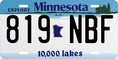 MN license plate 819NBF