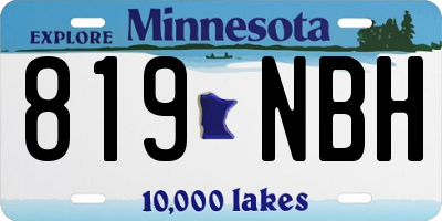 MN license plate 819NBH