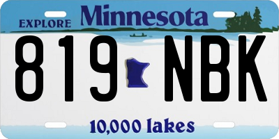 MN license plate 819NBK