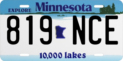 MN license plate 819NCE