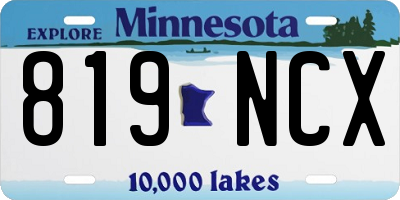 MN license plate 819NCX