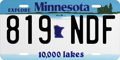 MN license plate 819NDF