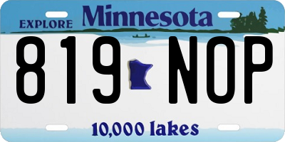 MN license plate 819NOP