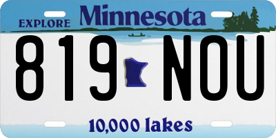 MN license plate 819NOU