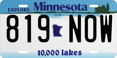 MN license plate 819NOW