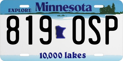 MN license plate 819OSP