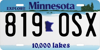 MN license plate 819OSX