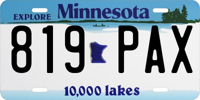 MN license plate 819PAX