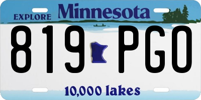 MN license plate 819PGO