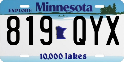 MN license plate 819QYX