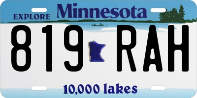 MN license plate 819RAH