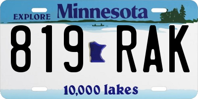 MN license plate 819RAK