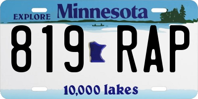MN license plate 819RAP