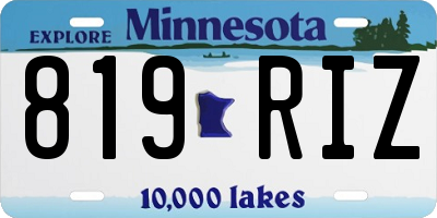MN license plate 819RIZ