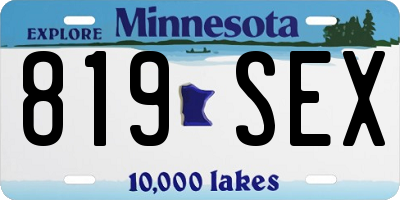 MN license plate 819SEX