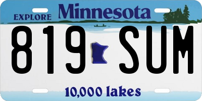MN license plate 819SUM
