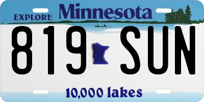 MN license plate 819SUN