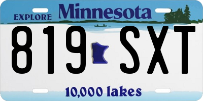 MN license plate 819SXT