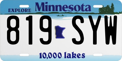 MN license plate 819SYW