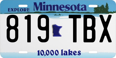 MN license plate 819TBX