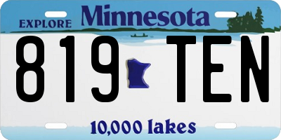 MN license plate 819TEN