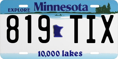 MN license plate 819TIX