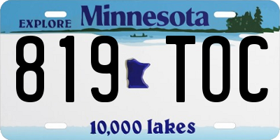 MN license plate 819TOC