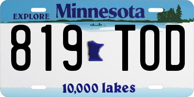 MN license plate 819TOD