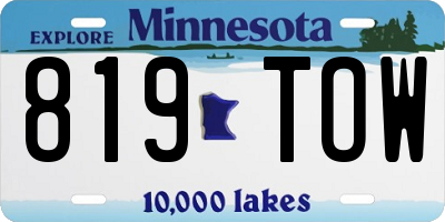 MN license plate 819TOW