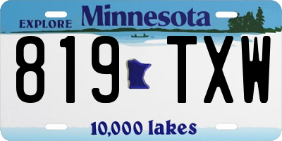 MN license plate 819TXW