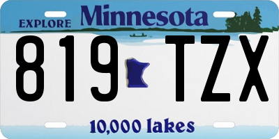 MN license plate 819TZX