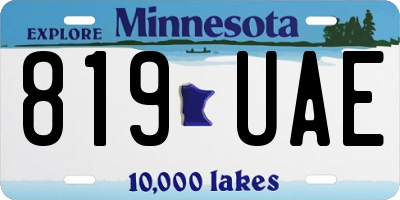 MN license plate 819UAE