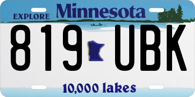MN license plate 819UBK