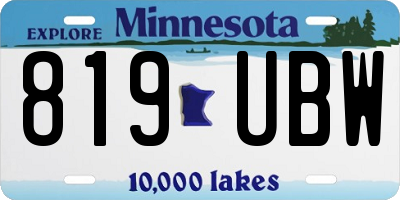 MN license plate 819UBW