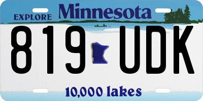 MN license plate 819UDK