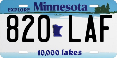 MN license plate 820LAF