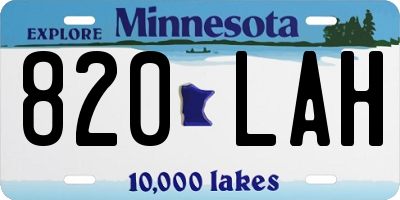 MN license plate 820LAH