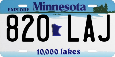 MN license plate 820LAJ