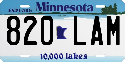 MN license plate 820LAM