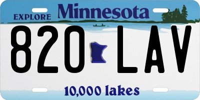 MN license plate 820LAV