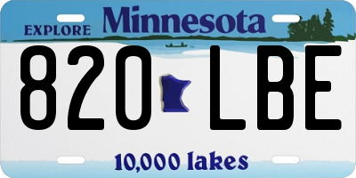 MN license plate 820LBE