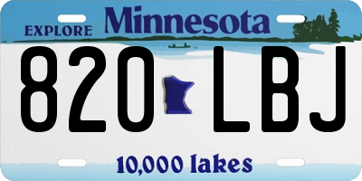 MN license plate 820LBJ