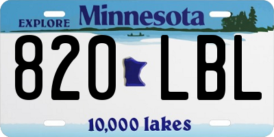 MN license plate 820LBL